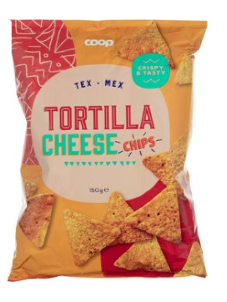 Чипсы из тортильи Coop tortilla chips juusto 150г с сыром 