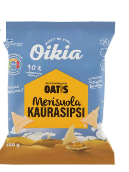 Овсяные чипсы с морской солью Oikia Oatis Merisuola Kauranaksu 150г