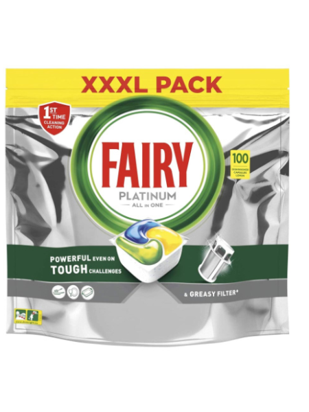 Таблетки Fairy Platinum All in One для посудомоечной машины 100таб 