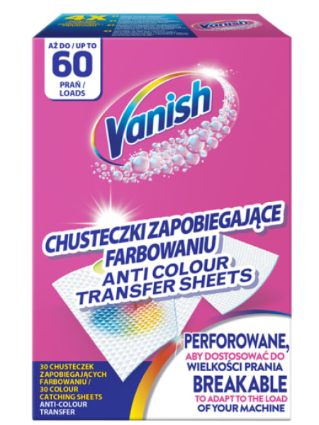 Салфетки для удаления пятен VANISH Color Protect 30 шт 60 стирок