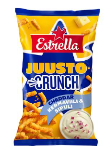 Кукурузные чипсы Estrella Cheese Crunch 200г сливочный сыр и лук 