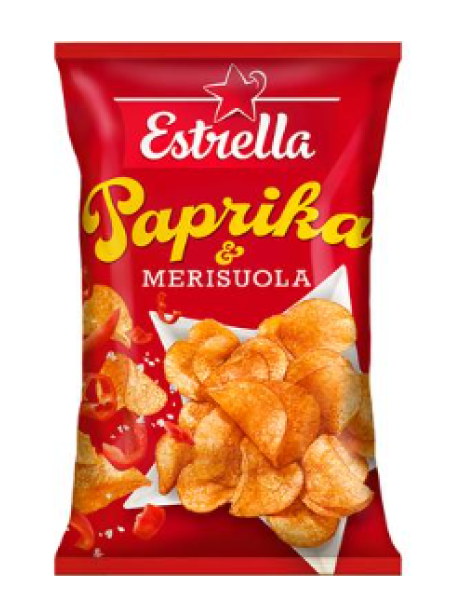 Картофельные чипсы с паприкой и морской солью Estrella Paprika & Merisuola sipsi 275г