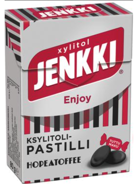 Леденцы с ксилитом Jenkki Enjoy Hopeatoffee ksylitolipastilli 80г