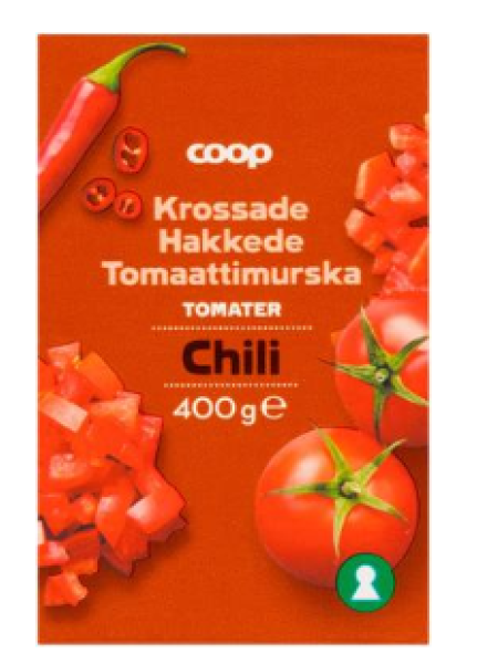 Измельченные помидоры с перцем чили Coop tomaattimurska chili 400г