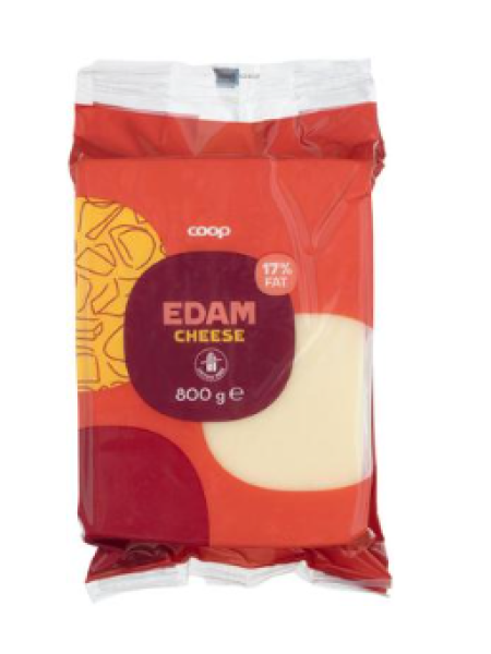 Сыр сливочный Coop Edam 17% безлактозный 800 г