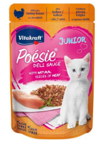 Влажный корм для кошек Vitakraft Poésie Délice Junior 85г индейка в соусе 