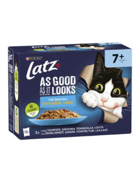 Влажный корм в желе для кошек Latz Agail Senior Fish 12х 85г для кошек старше 7 лет