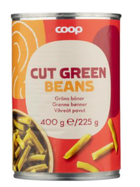 Зеленая фасоль в рассоле Coop leikatut vihreät pavut 400/225г
