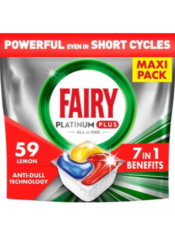 Таблетки для посудомоечной машины Fairy Platinum Plus All in One Anti-Dull Lemon 59 шт