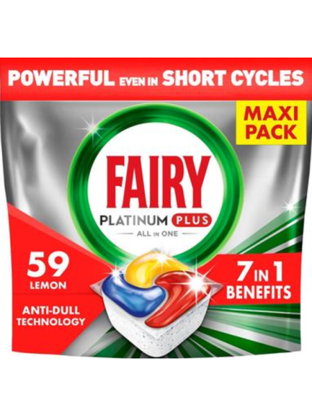 Таблетки для посудомоечной машины Fairy Platinum Plus All in One Anti-Dull Lemon 59 шт