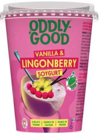 Соевый йогурт Oddlygood puolukka & vanilja 400г брусника - ваниль