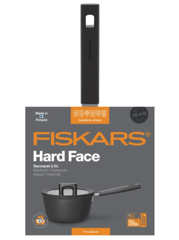 Ковш с антипригарным четырехслойным покрытием Fiskars Hard Face 2,5 л с крышкой