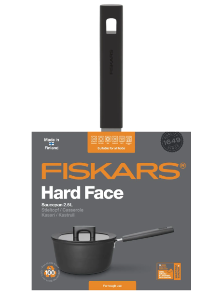 Ковш с антипригарным четырехслойным покрытием Fiskars Hard Face 2,5 л с крышкой