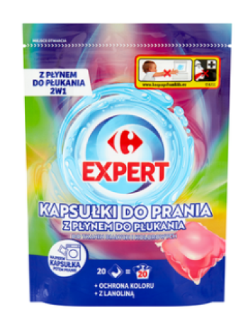 Капсулы для стирки с кондиционером для белого белья CARREFOUR 20шт