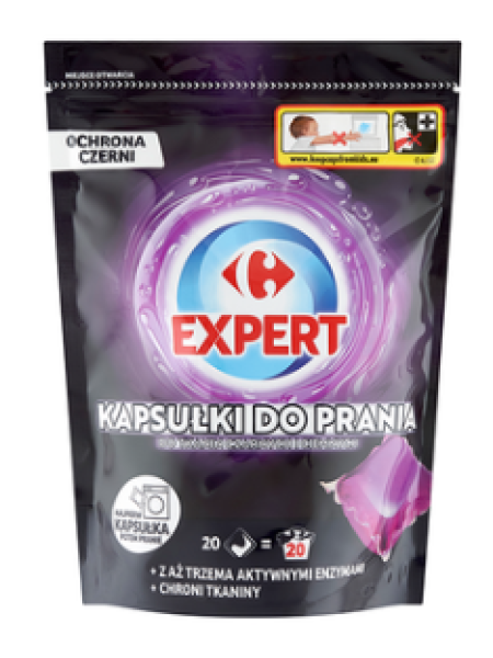 Капсулы для стирки с кондиционером для темного белья CARREFOUR 20шт