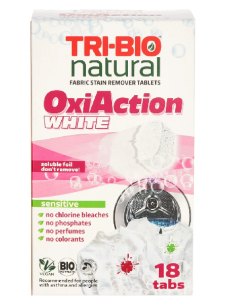 Таблетки для стирки белого белья TRI-BIO Oxi action 18шт