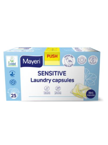 Таблетки для деликатной стирки Mayeri sensitive 25 шт