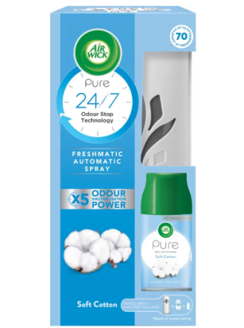 Освежитель воздуха + сменный блок AirWick FM Pure Soft Cotton kone+täyttö 250 мл