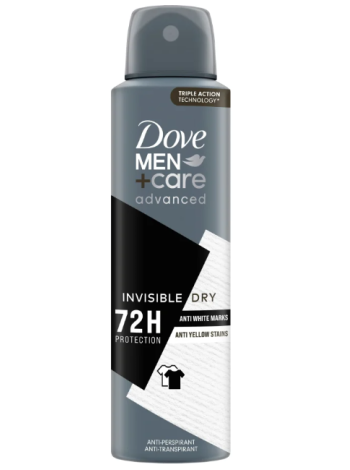Дезодорант-спрей-антиперспирант Dove Men+Care 72h Advanced Invisible Dry Antiperspirant Deodorant Spray 150мл