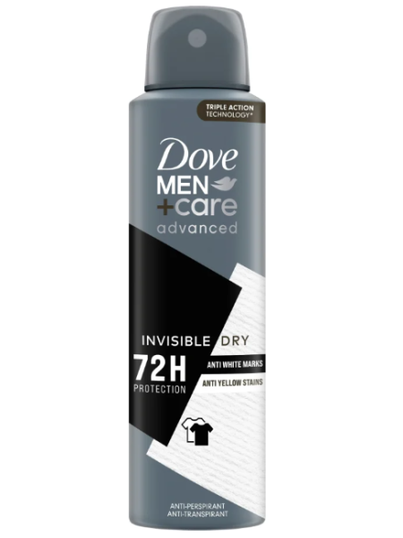 Дезодорант-спрей-антиперспирант Dove Men+Care 72h Advanced Invisible Dry Antiperspirant Deodorant Spray 150мл