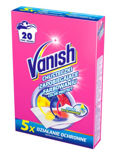 Салфетки для защиты белья от пятен VANISH 10шт 20 стирок
