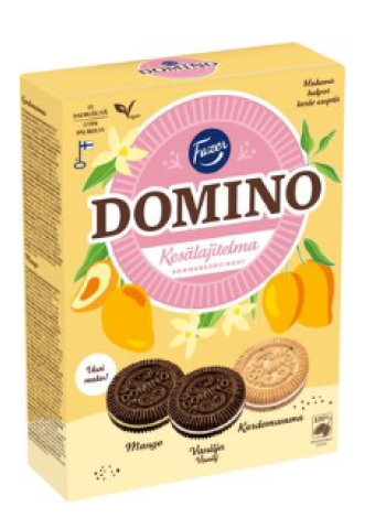 Ассорти печенья со вкусом ванили и манго Fazer Domino Kesälajitelma 525г