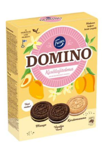 Ассорти печенья со вкусом ванили и манго Fazer Domino Kesälajitelma 525г