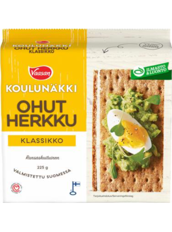 Хлебцы ржаные Vaasan Koulunäkki Ohut herkku Klassikko 225г