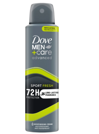 Дезодорант-спрей с увлажняющим кремом Dove Men+Care 72h Advanced Sport Fresh 150 мл