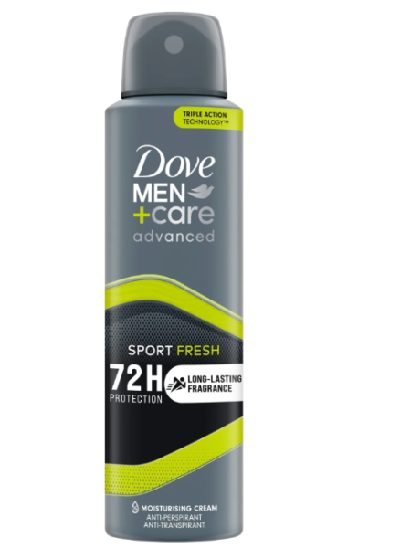 Дезодорант-спрей с увлажняющим кремом Dove Men+Care 72h Advanced Sport Fresh 150 мл