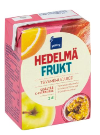 Сок Rainbow  hedelmätäysmehu 2dl яблоко апельсин маракуйя