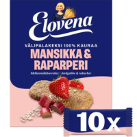 Цельнозерновые снеки Elovena 10х30г клубника-ревень