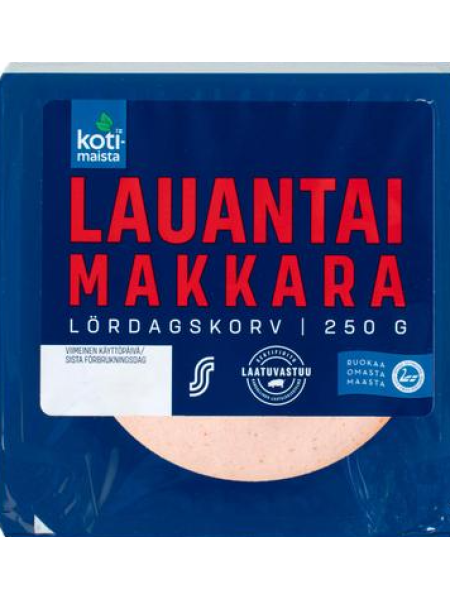 Колбаса вареная Kotimaista Lauantai makkara 250г в нарезке без глютена