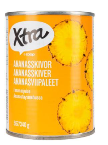 Кольца ананаса в собственном соку Xtra Ananasviipaleet 567 / 340г