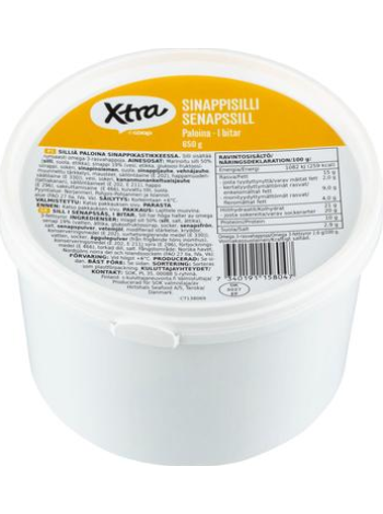Кусочки сельди в горчичном соусе Xtra sinappisilli 650г в  ведре
