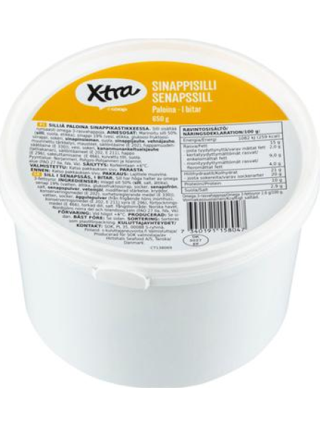 Кусочки сельди в горчичном соусе Xtra sinappisilli 650г в  ведре