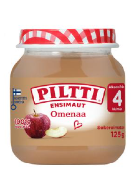Детское фруктовое пюре Piltti Ensimaut Omenaa 125г яблоко с 4 месяцев