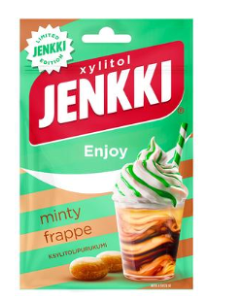 Жевательная резинка с ксилитом и вкусом холодного кофе и мяты Jenkki Enjoy Minty Frappe 35г