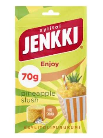  Жевательная резинка Jenkki Enjoy Pineapple Slush с ксилитом 70г ананасовый вкус
