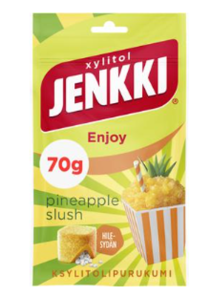  Жевательная резинка Jenkki Enjoy Pineapple Slush с ксилитом 70г ананасовый вкус