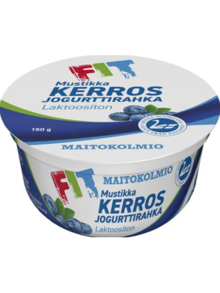 Йогурт творожно-черничный FIT Kerrosjogurttirahka mustikka 150г без лактозы