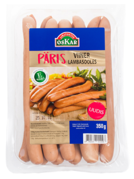 Колбаски в натуральной оболочке OSKAR Viiner lambasooles Päris 350г