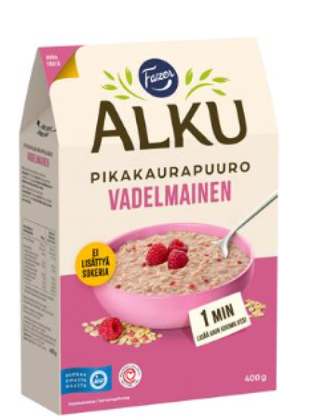 Каша быстрого приготовления овсяная с малиной Fazer Alku Vadelmainen pikakaurapuuro 400г