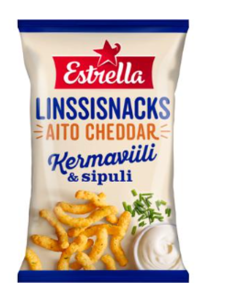 Чипсы Estrella Linssisnacks Aito Cheddar Kermaviili Sipuli 125г Сметана и лук