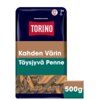 Двухцветная паста из цельнозерновая Torino Kahden Värin Täysjyvä Penne 500г