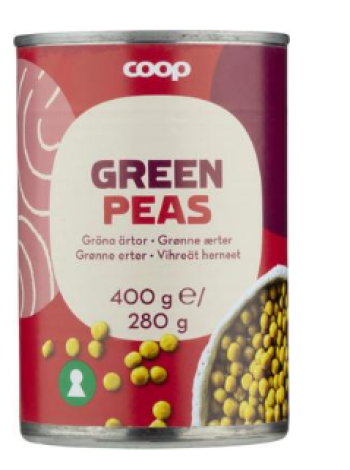 Зеленый горошек Coop Herneet Artor 400/280г в ж/б