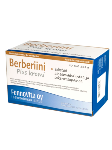 Биологически активная добавка Fennovita Ravintolisä Berberiini 90 таблеток для поддержания нормального уровня глюкозы в крови