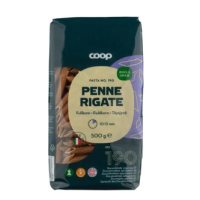 Паста цельнозерновая Coop Penne Rigate 500г Пенне Ригате 
