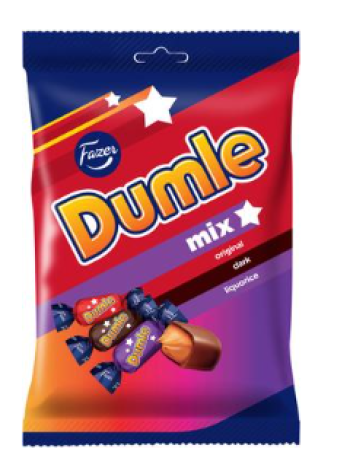 Мягкие карамельные ириски в молочном шоколаде Fazer Dumle Mix 200г