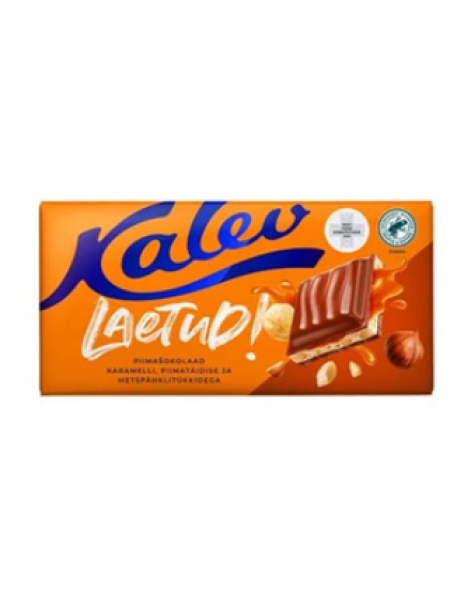 Молочный шоколад с карамелью и  орешками в суфле Kalev Laetud! 145г